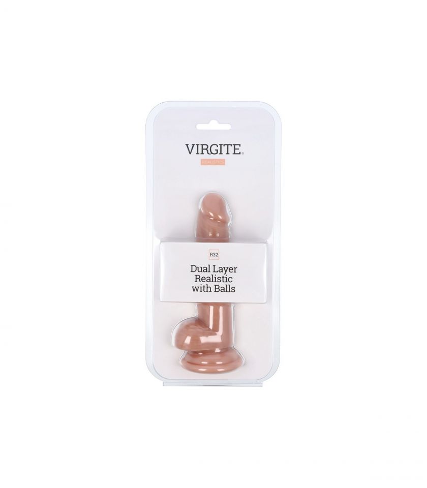 Dildo realista con testículos silicona líquida 17 cm VIRGITE R32