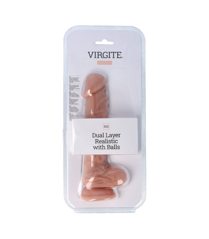 Dildo realista con testículos silicona líquida 20 cm VIRGITE R23