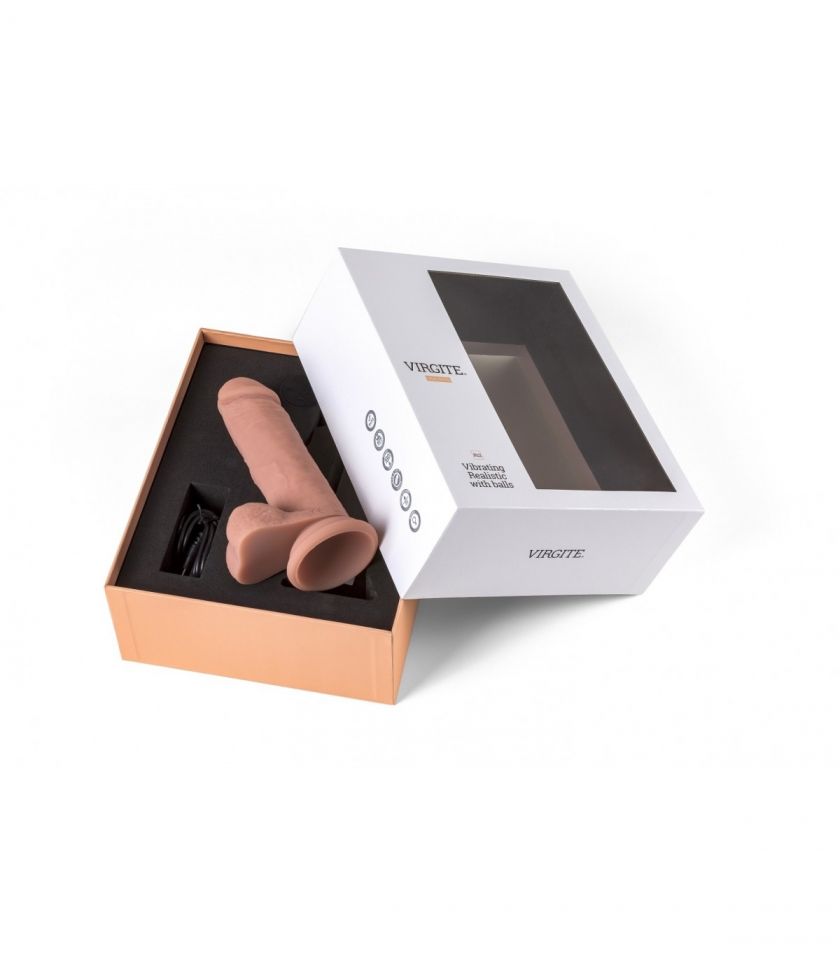 Vibrador realista con testículos control remoto 14,4 cm VIRGITE R12