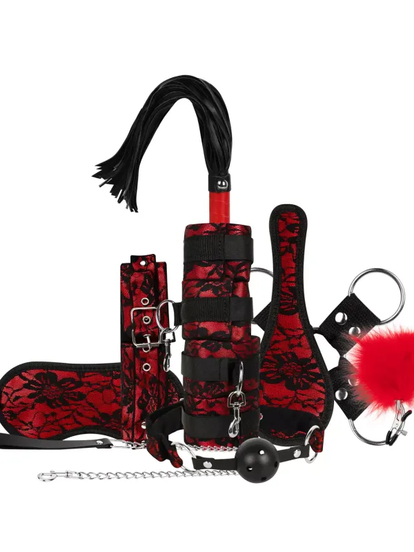 BEDROOM – SET 8 PIEZAS BONDAGE LACE & LEATHER