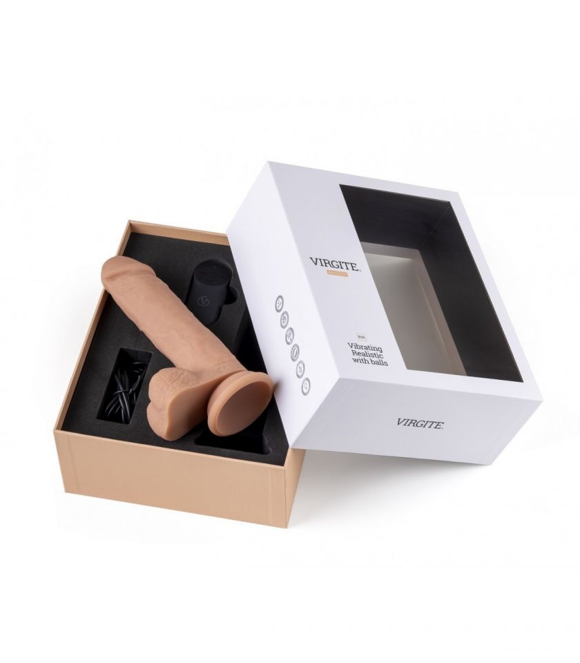 Vibrador realista con testículos control remoto 16,5 cm VIRGITE R16