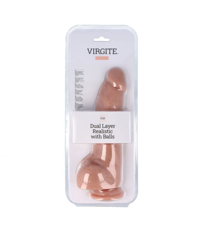 Dildo realista con testículos silicona líquida 23,5 cm VIRGITE R29