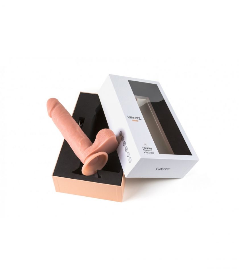 Vibrador realista con testículos control remoto 24.5 cm VIRGITE R6