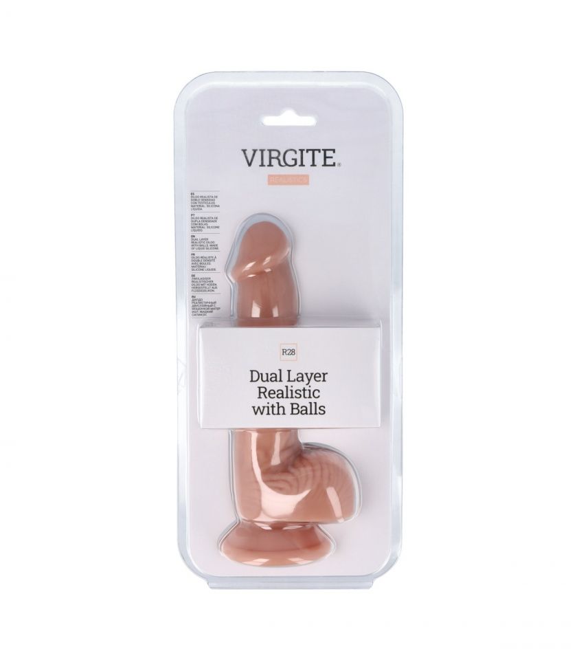 Dildo realista con testículos silicona líquida 20 cm VIRGITE R28