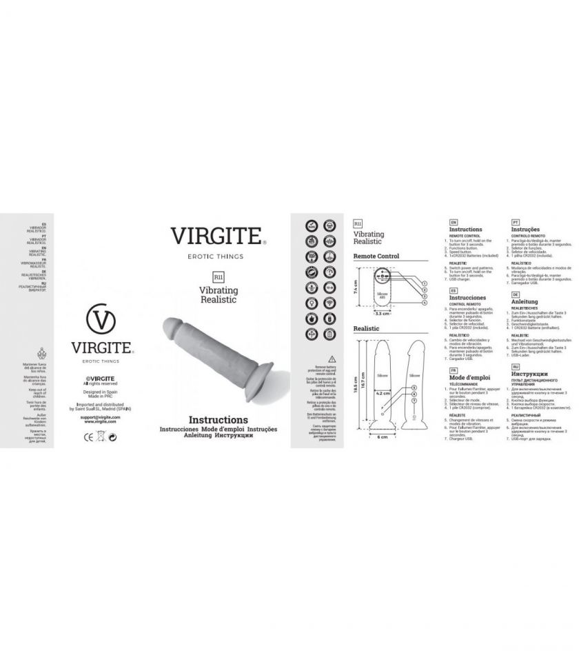 Vibrador realista control remoto 14,4 cm VIRGITE R11