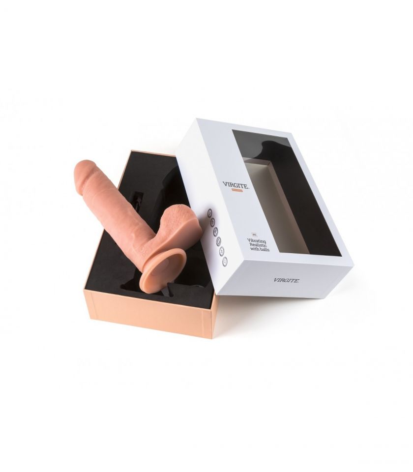 Vibrador realista con testículos control remoto 21 cm VIRGITE R5