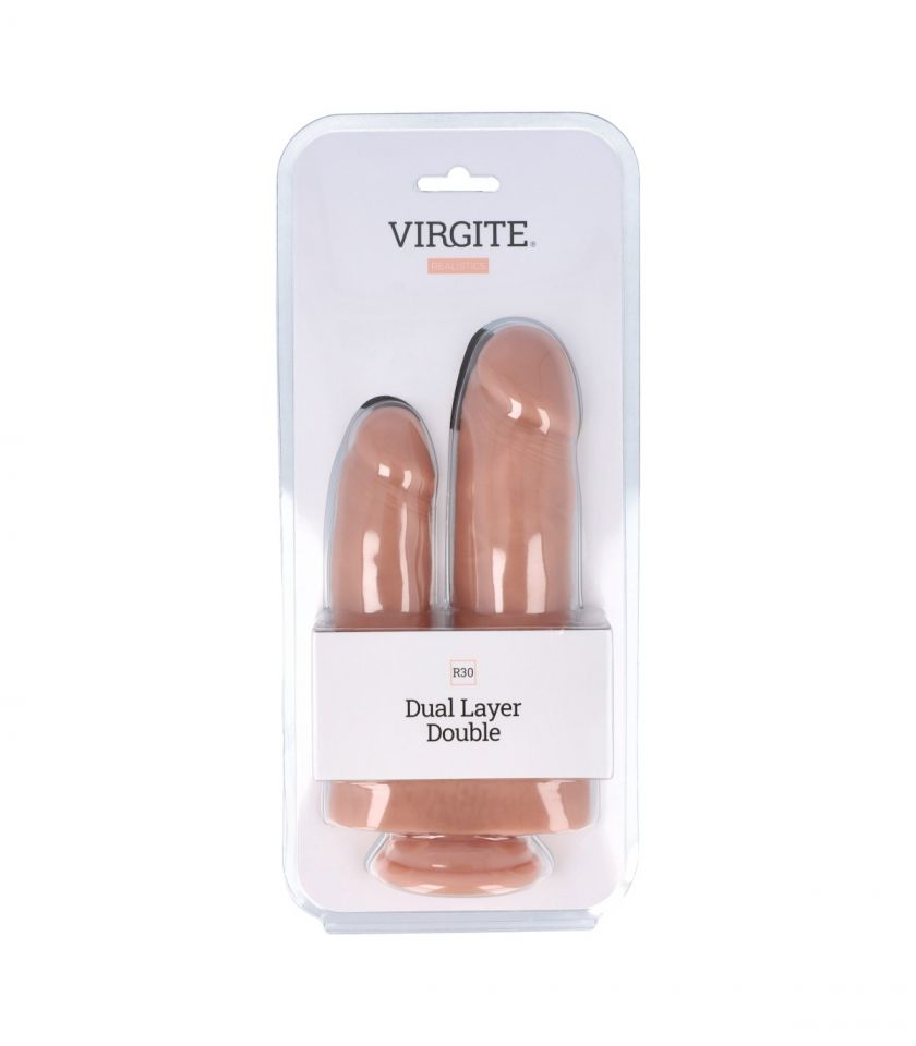 Dildo doble realista silicona líquida 22 cm/ 17,5 cm VIRGITE R30